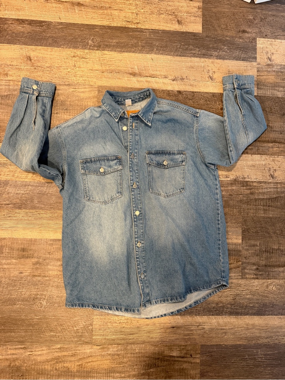 & Denim Woman’s Light Blue Denim Shirt Jacket - Casual Button-Up